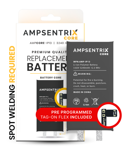 [107082071218] Batterie SANS BMS avec Tag-On Flex pour iPhone 13 - AmpSentrix Core