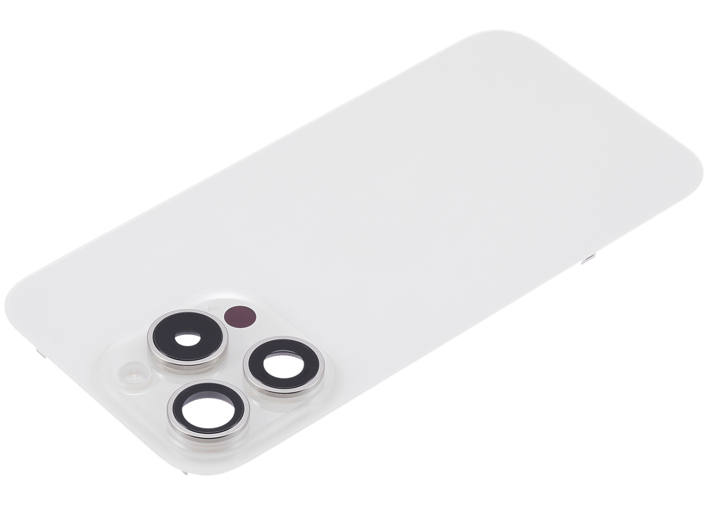 Vitre arrière avec adhésif et MagSafe original pour iPhone 15 Pro - Avec Logo - Grade A - Blanc Titane