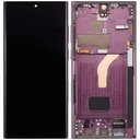 Bloc écran OLED avec châssis compatible SAMSUNG S22 Ultra 5G - Aftermarket Plus - Bordeaux