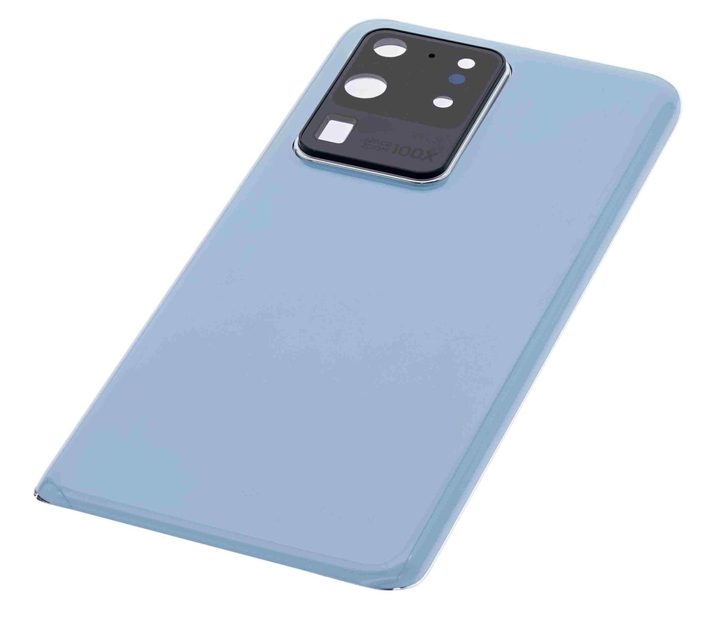 Vitre arrière avec lentille caméra compatible SAMSUNG S20 Ultra - Sans logo - Aftermarket Plus - Bleu
