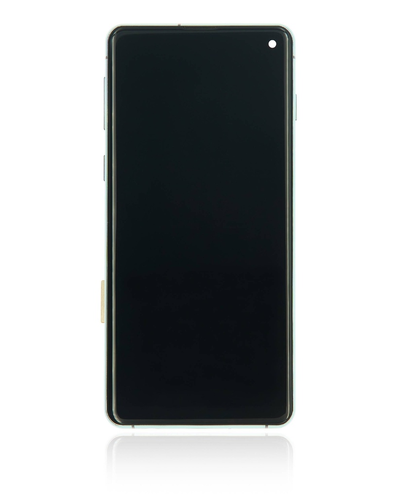 Bloc écran LCD avec châssis - sans capteur d'empreintes digitales compatible Samsung Galaxy S10 - Aftermarket Plus: TFT - Prism Green