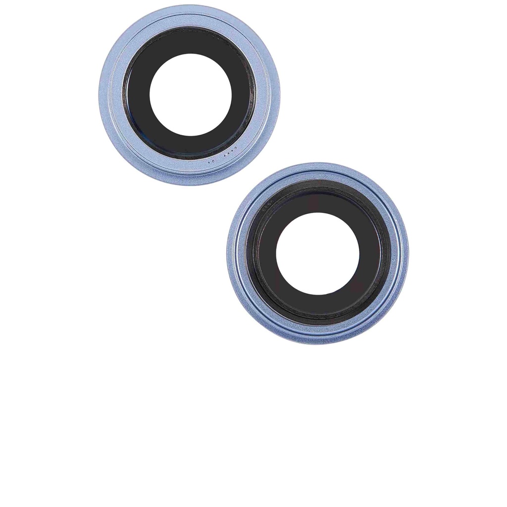 Lentille caméra arrière avec support et anneau compatible iPhone 14 et 14 Plus - 2 pièces - Aftermarket Plus - Bleu