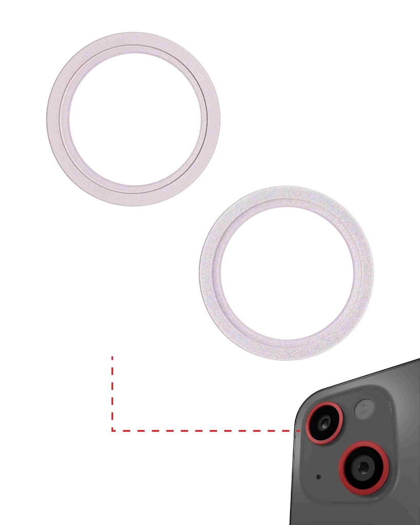 Anneau de protection lentille caméra arrière compatible iPhone 13 et 13 Mini - 2 pièces - Rose