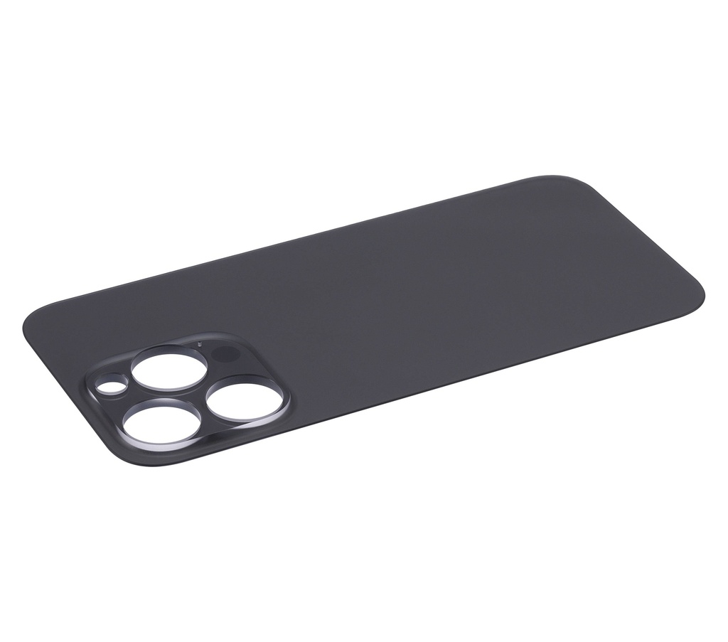 Vitre arrière avec adhésif 3M compatible iPhone 14 Pro - Sans logo - Large camera hole - Space Black
