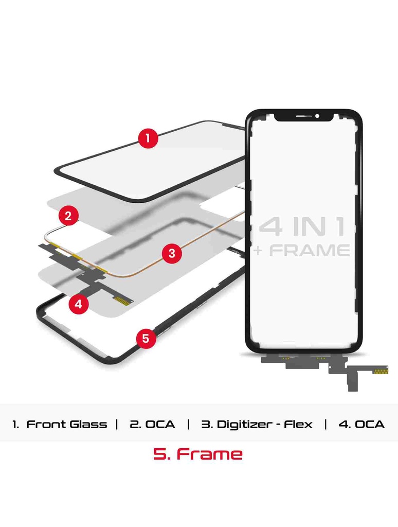 4 en 1 vitre tactile avec double OCA préinstallé et Short touch - compatible iPhone XS - OCA Master