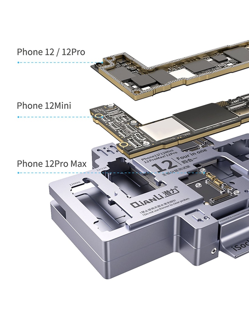 Plateforme ISOCKET QIANLI iPhone 12 / 12 Pro / 12 Pro max / 12 Mini (4 en 1)