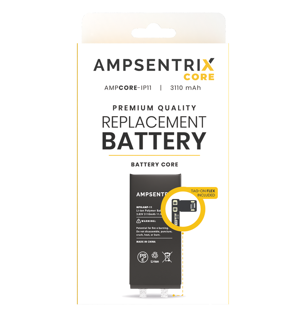 Batterie à souder avec Tag-on Flex compatible iPhone 11 - AmpSentrix Core