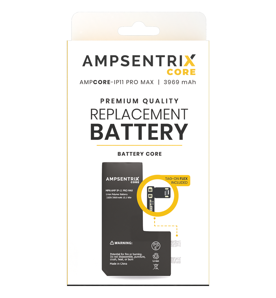 Batterie à souder avec Tag-on Flex compatible iPhone 11 Pro Max - AmpSentix Core