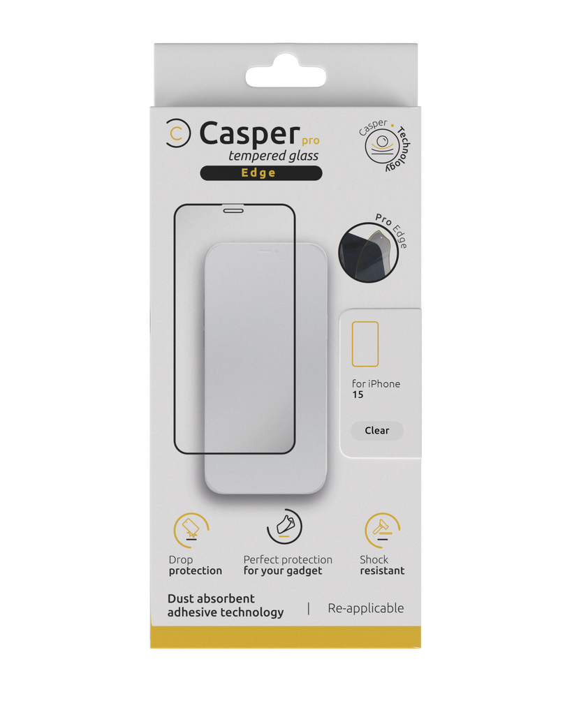 Verre trempé Clair compatible iPhone 15 Apple - Casper Pro Edge