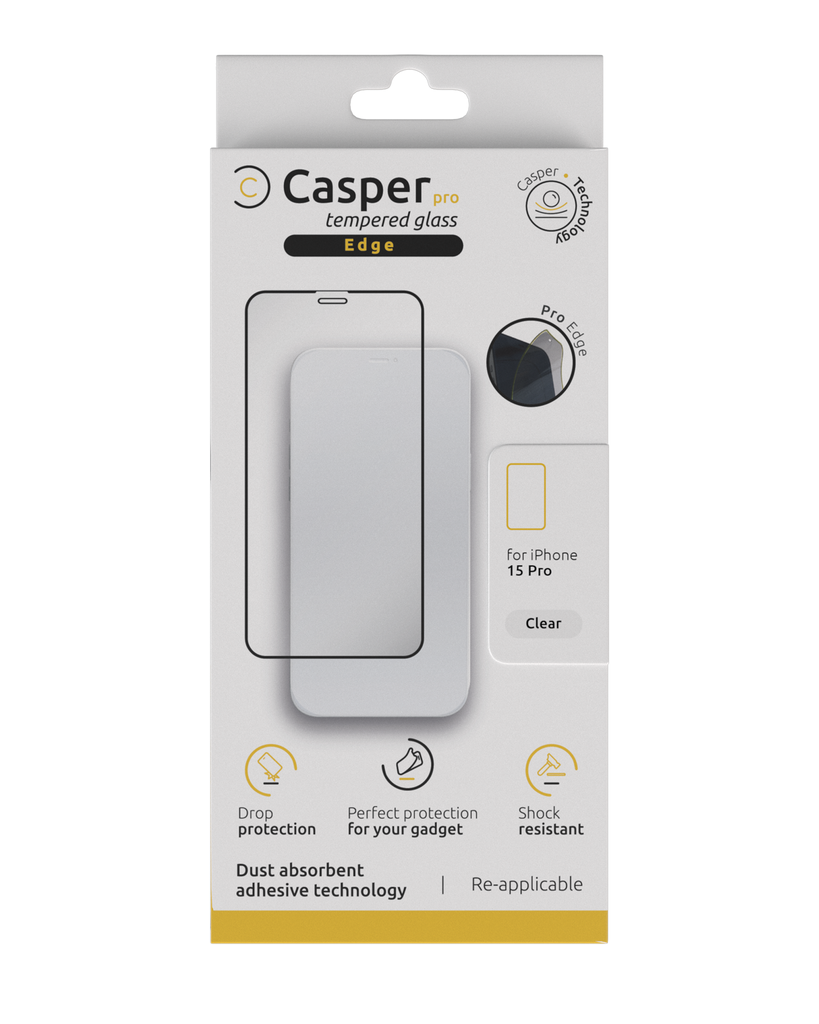 Verre trempé Clair compatible iPhone 15 Pro Apple - Casper Pro Edge
