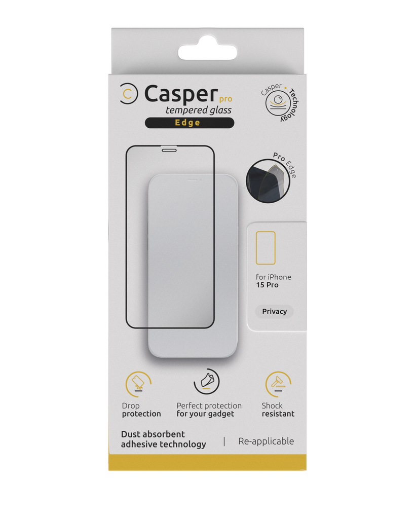 Verre trempé Privacy compatible iPhone 15 Pro Apple - Casper Pro Edge