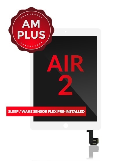 Bloc écran LCD avec tactile pour iPad Air 2 (Nappe smart cover pré-installée) - Aftermarket Plus - Blanc