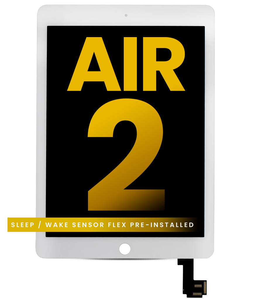 Bloc écran LCD et tactile pour iPad Air 2 (Nappe smart cover pré-installée) - Blanc - PREMIUM - Reconditionné