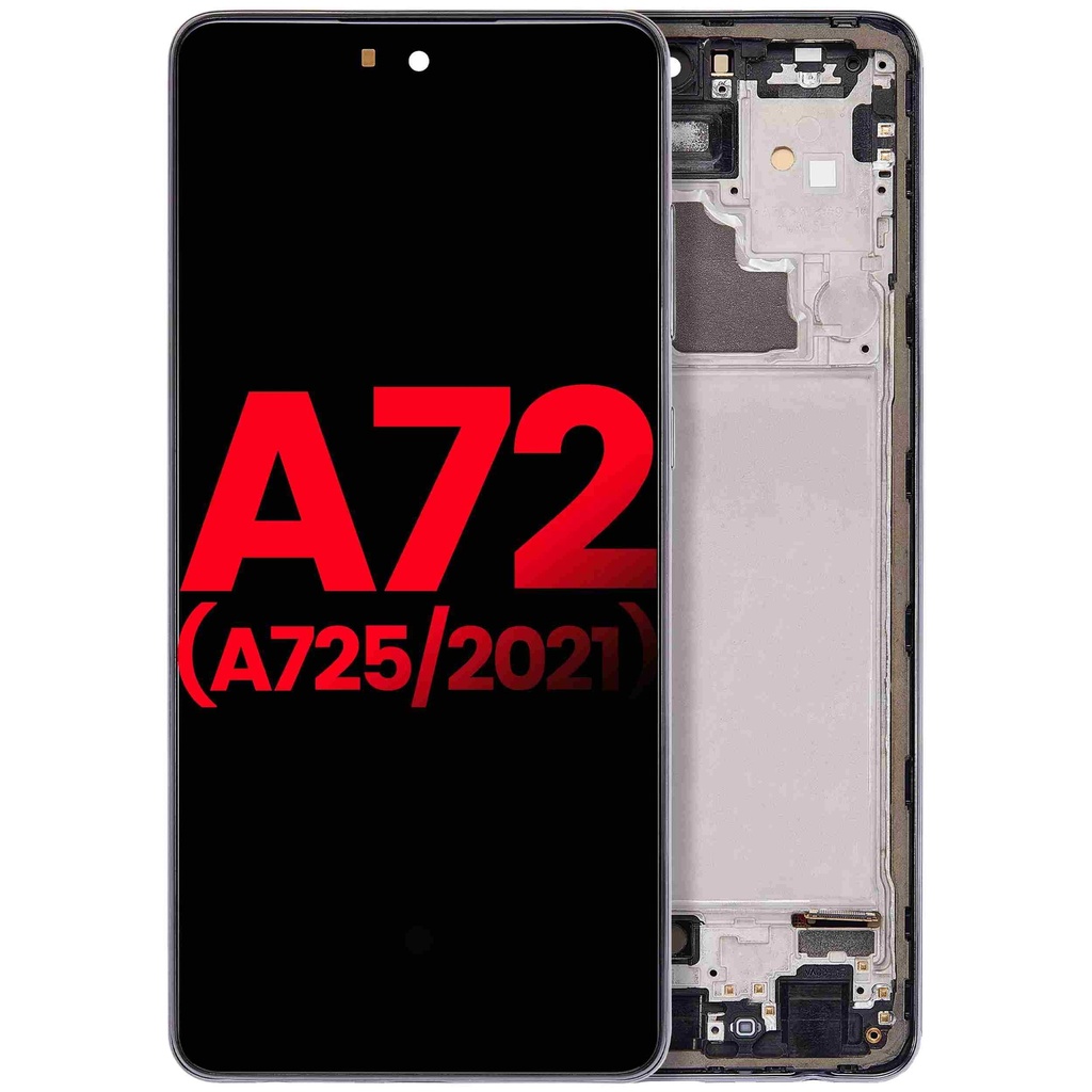 Bloc écran OLED avec châssis compatible SAMSUNG A72 - A725 2021 - Aftermarket plus - Noir