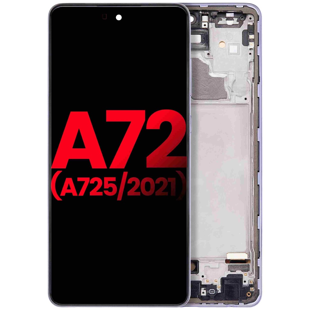 Bloc écran OLED avec châssis compatible SAMSUNG A72 - A725 2021 - 6,36" - Aftermarket Plus - Violet