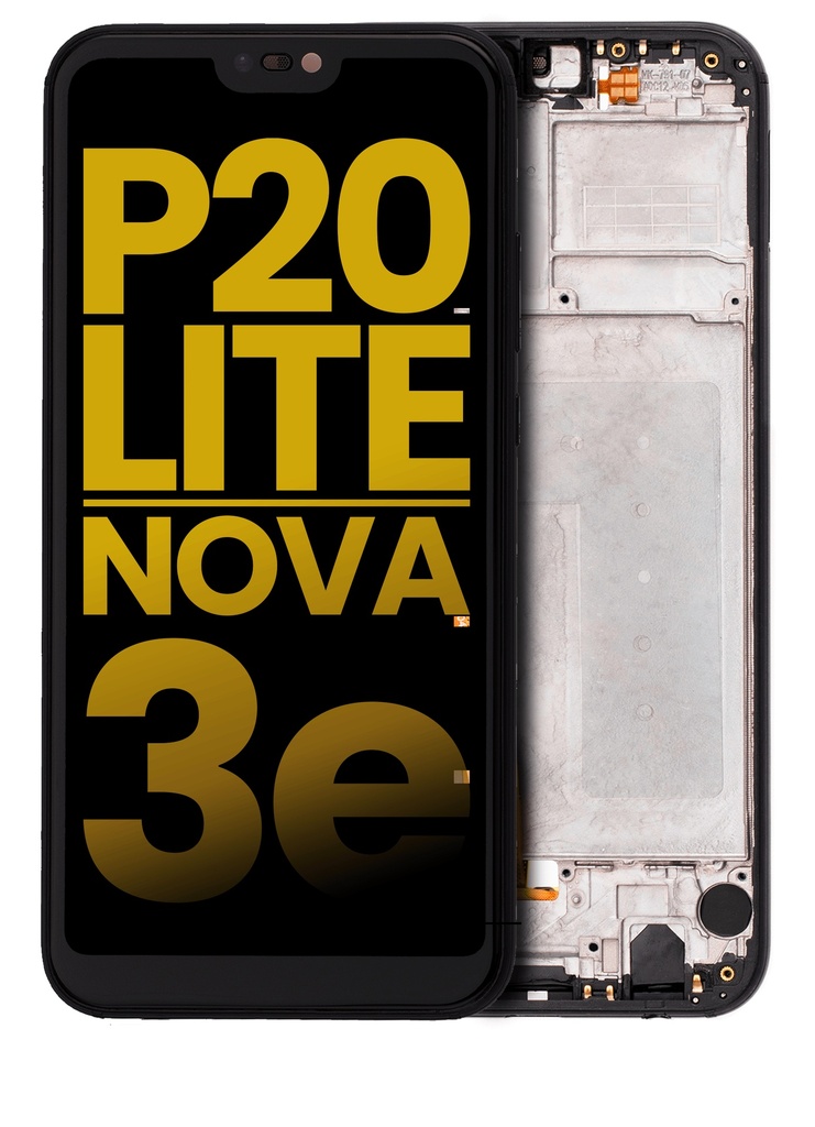 Bloc écran LCD avec châssis compatible Huawei P20 Lite -Nova 3E - Reconditionné - Noir