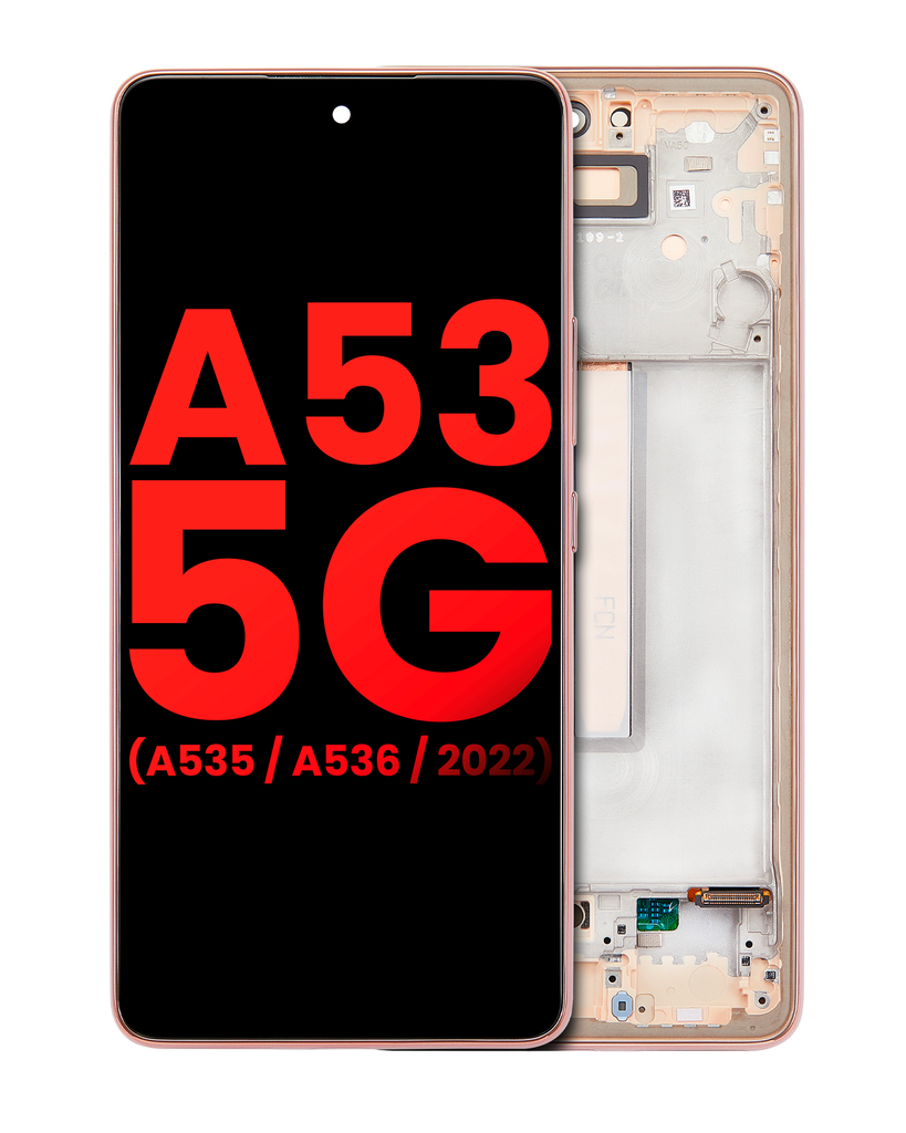 Bloc écran OLED avec châssis compatible SAMSUNG A53 5G - A536 2022 - A53 - A535 2022 - 6,36" - Aftermarket Plus - Pêche