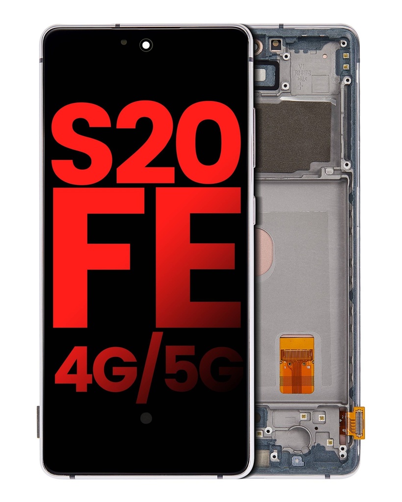 Bloc écran OLED avec châssis compatible SAMSUNG S20 FE 4G et 5G  - Aftermarket Plus - Blanc