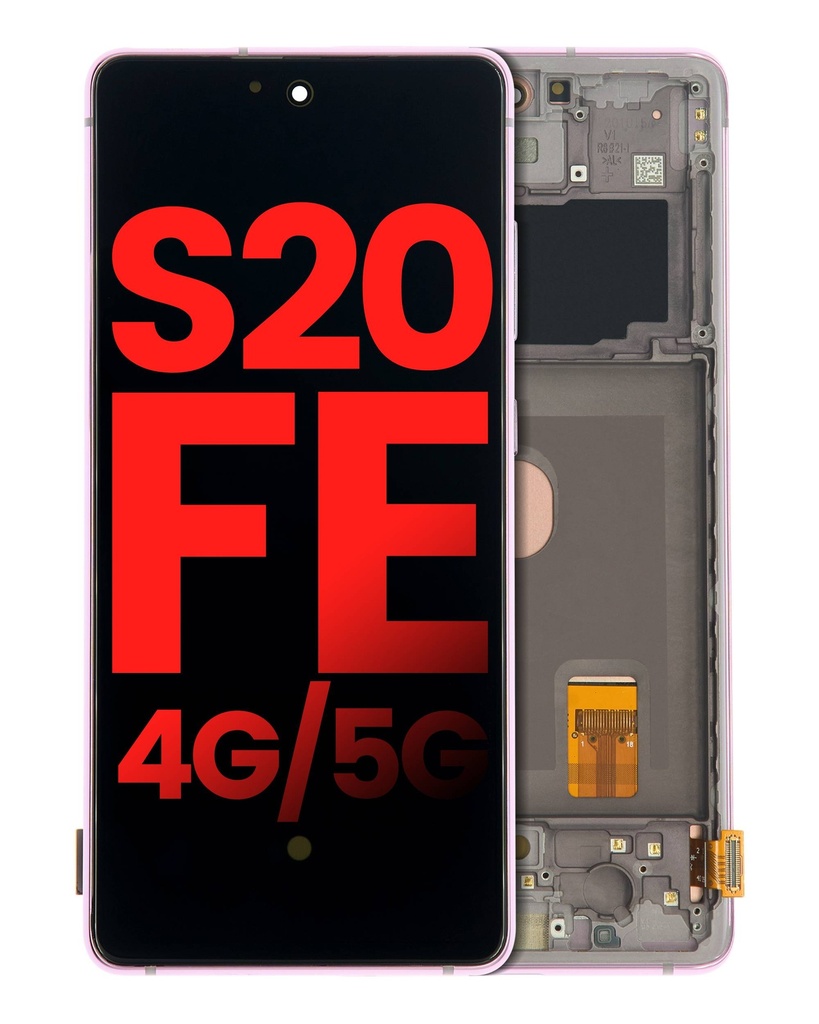 Bloc écran OLED avec châssis pour Samsung Galaxy S20 FE 4G/5G (Compatible) - Cloud Lavender