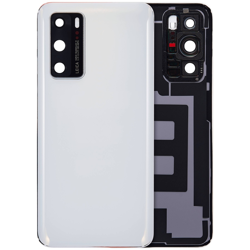 Vitre arrière avec lentille caméra compatible Huawei P40 - Ice White