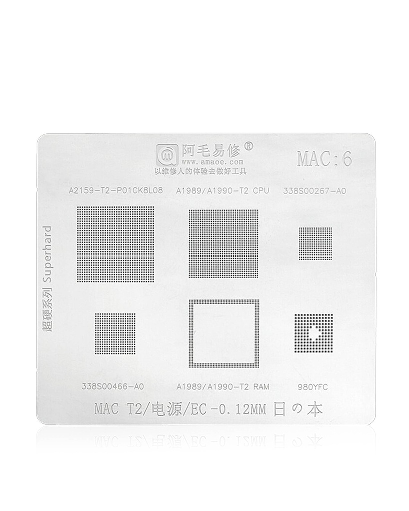 Stencil pochoir Power Logic compatible MacBook A1989 - A1990 - A2159-T2 - MAC 6