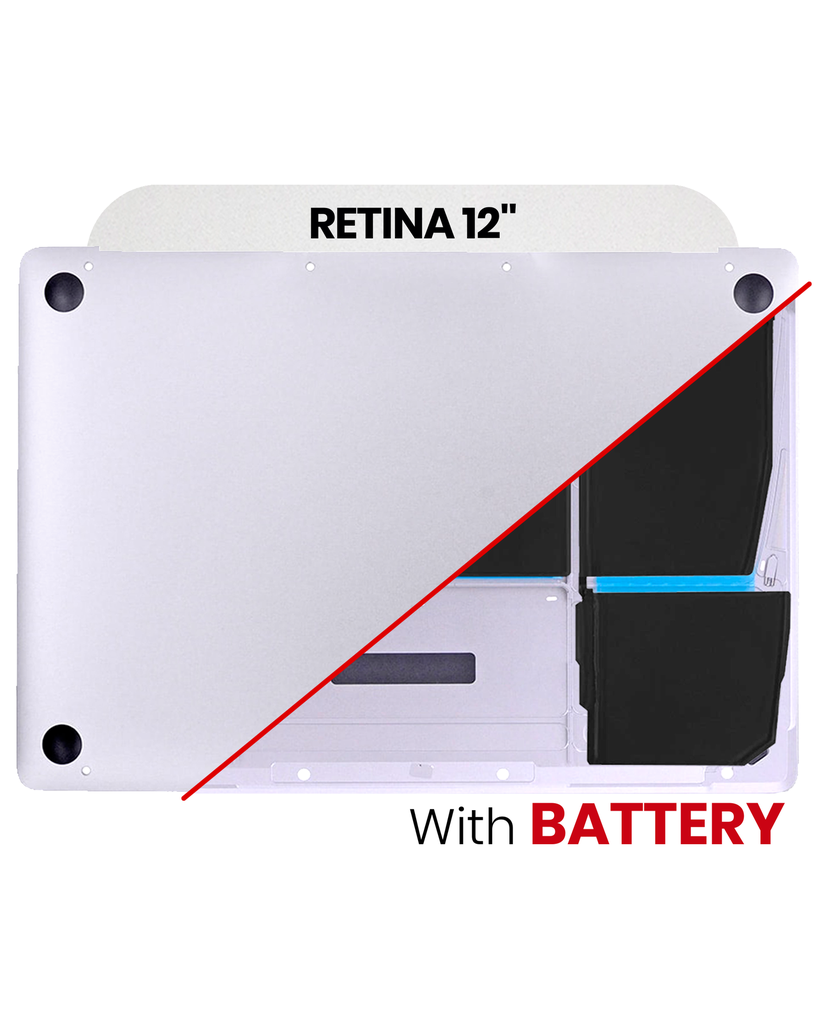 Coque inférieure avec batterie A1527 compatible MacBook Retina 12" - A1534 début 2015 - Argent