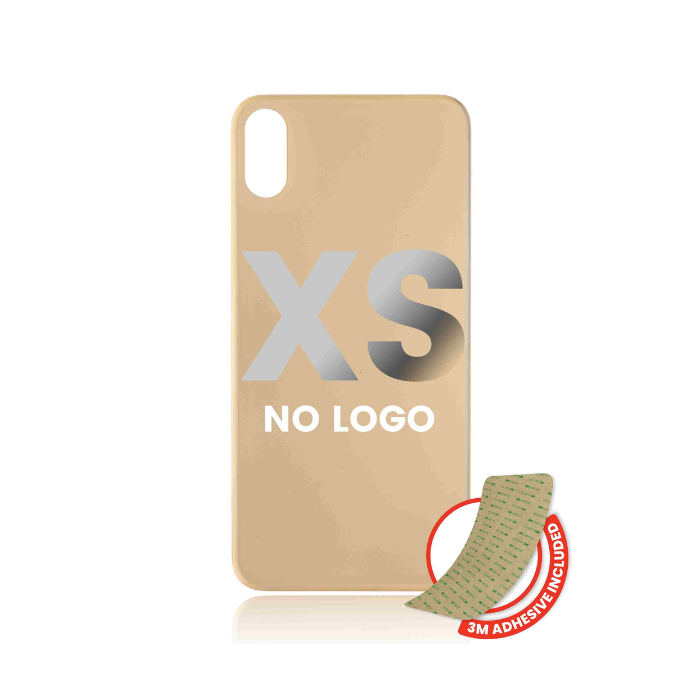 Vitre arrière avec adhésif 3M compatible iPhone XS - Sans logo - Grande fente pour Caméra - Or