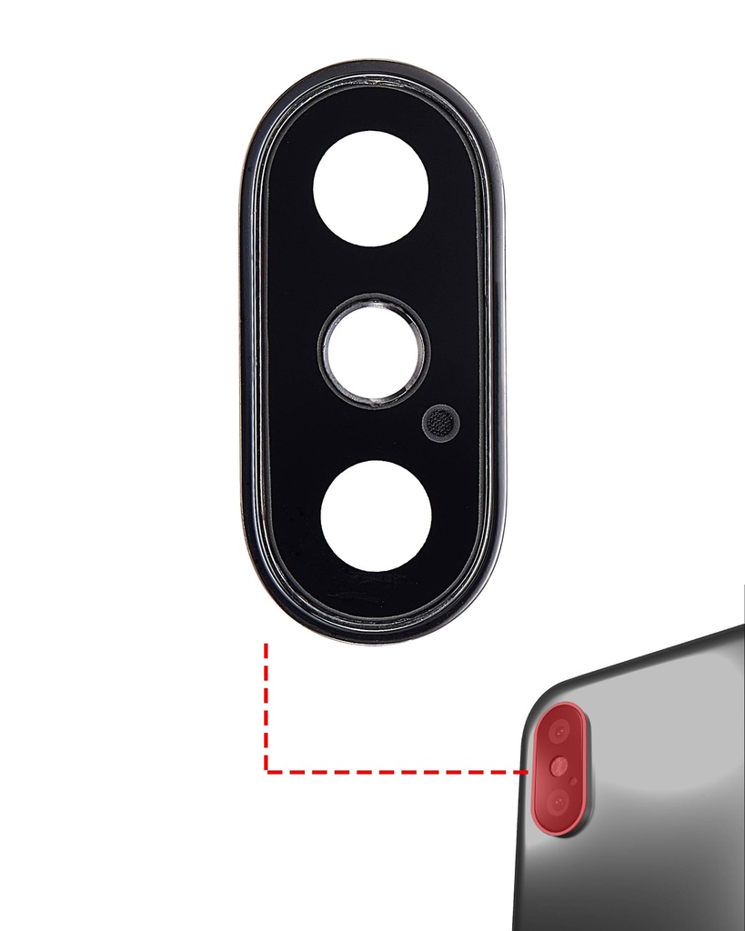 Pack de 10 Lentilles caméra arrière avec support compatibles iPhone XS - XS Max - Aftermarket Plus - Space Gray