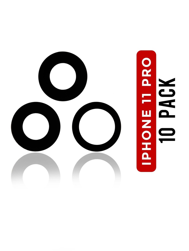 Lentille caméra arrière (Verre seul) pour iPhone 11 Pro / Pro Max - Set de 3 - Pack de 10