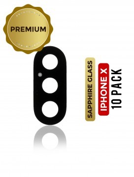 Lentille caméra arrière (Verre seul) pour iPhone X - Mix couleurs - Pack de 10 (Vrai Saphir l Premium Quality)