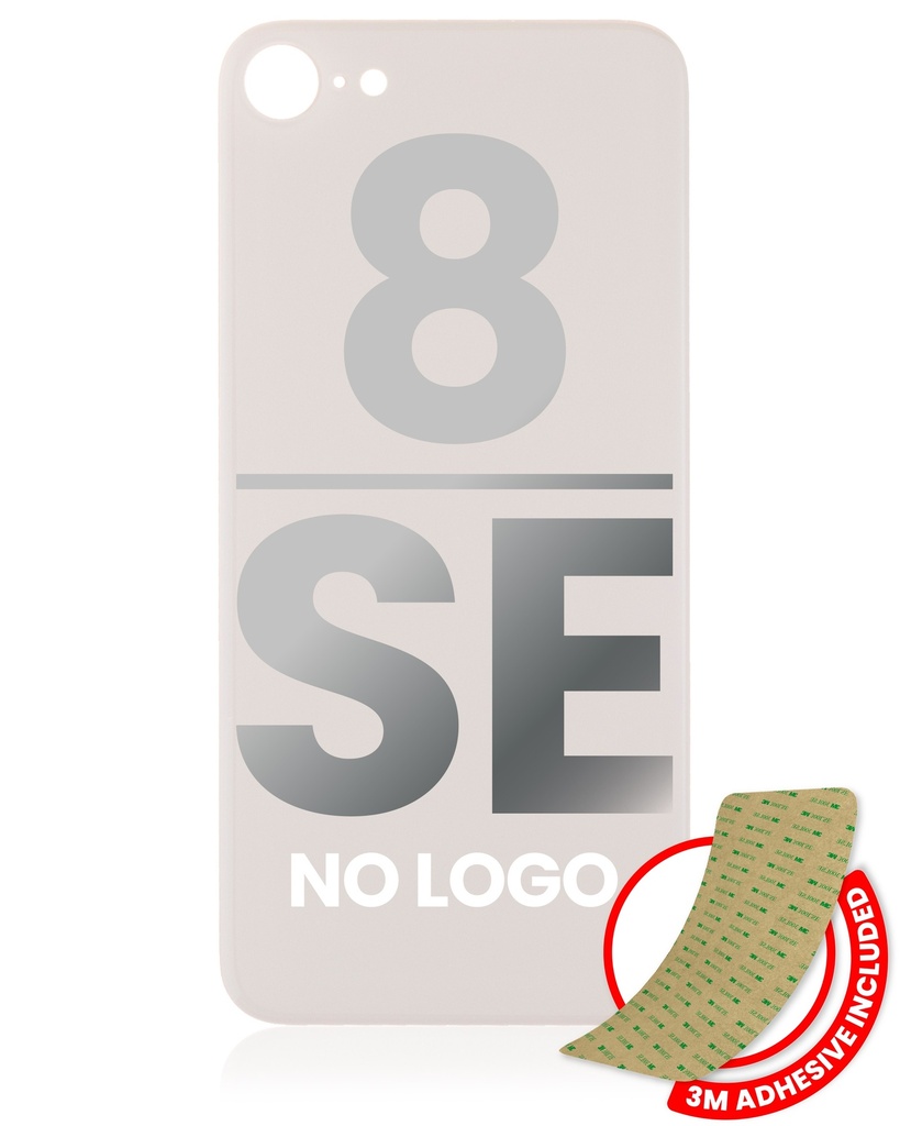 Vitre arrière avec adhésif 3M compatible pour iPhone 8 / SE (2020) - Sans logo - Or