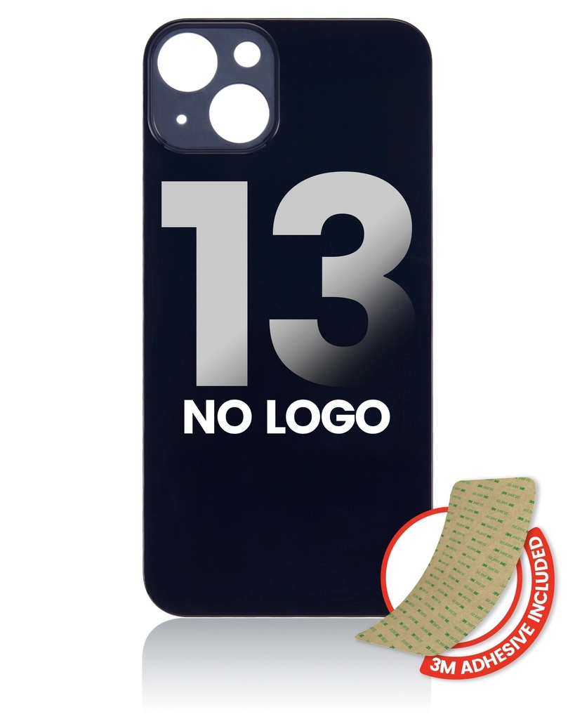 Vitre arrière compatible pour iPhone 13 - Sans logo - Noir Minuit