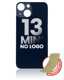 Vitre arrière compatible pour iPhone 13 Mini - Sans logo - Noir Minuit