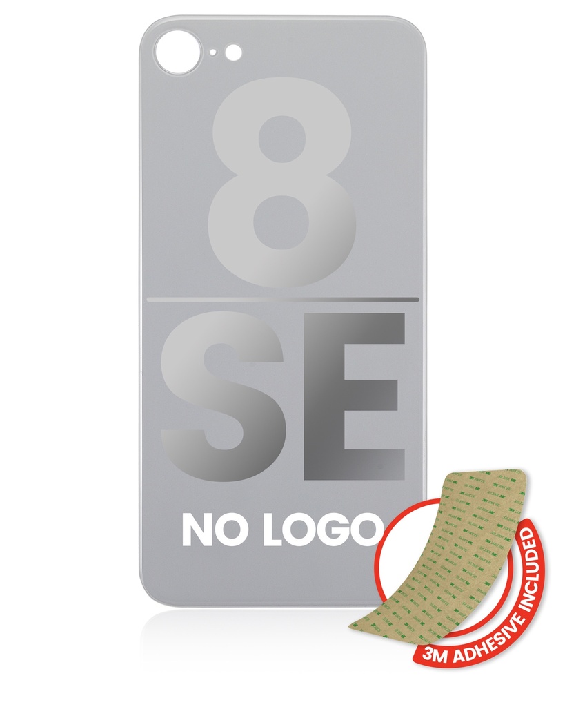 Vitre arrière avec adhésif 3M compatible pour iPhone 8 / SE (2020) - Sans logo - Argent