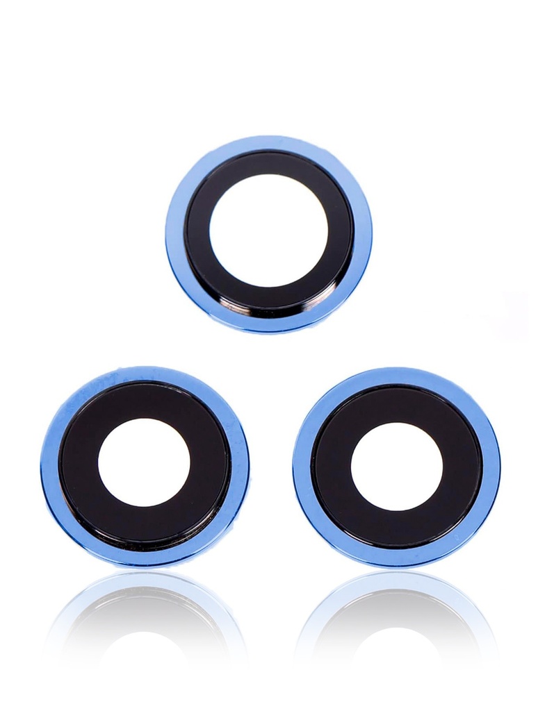 Lentille caméra arrière avec support pour iPhone 12 Pro - Set de 3 pièces (Vrai Saphir - Premium) - Bleu