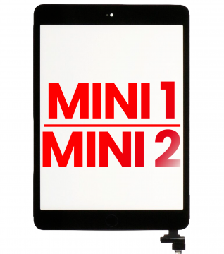 Vitre tactile compatible pour iPad Mini 1 / iPad Mini 2 avec bouton Home - Aftermarket Plus - Noir