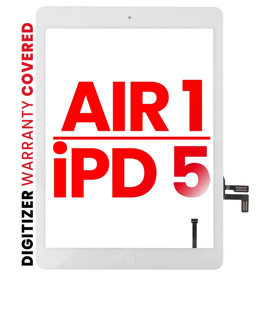 Vitre tactile compatible pour iPad Air 1 / iPad 5 avec bouton Home (compatible iPad Air 1) - XO7 - Blanc