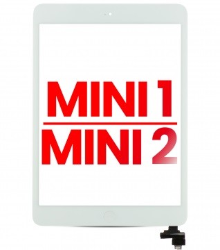 Vitre tactile compatible pour iPad Mini 1 / iPad Mini 2 avec bouton Home - XO7 - Blanc