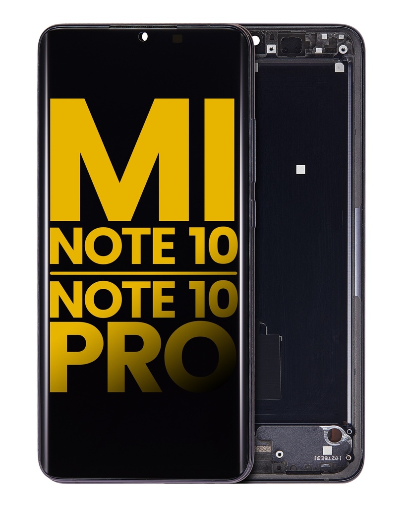 Bloc écran OLED avec châssis compatible Xiaomi Mi Note 10 - Mi Note 10 Pro - Reconditionné - Midnight Black