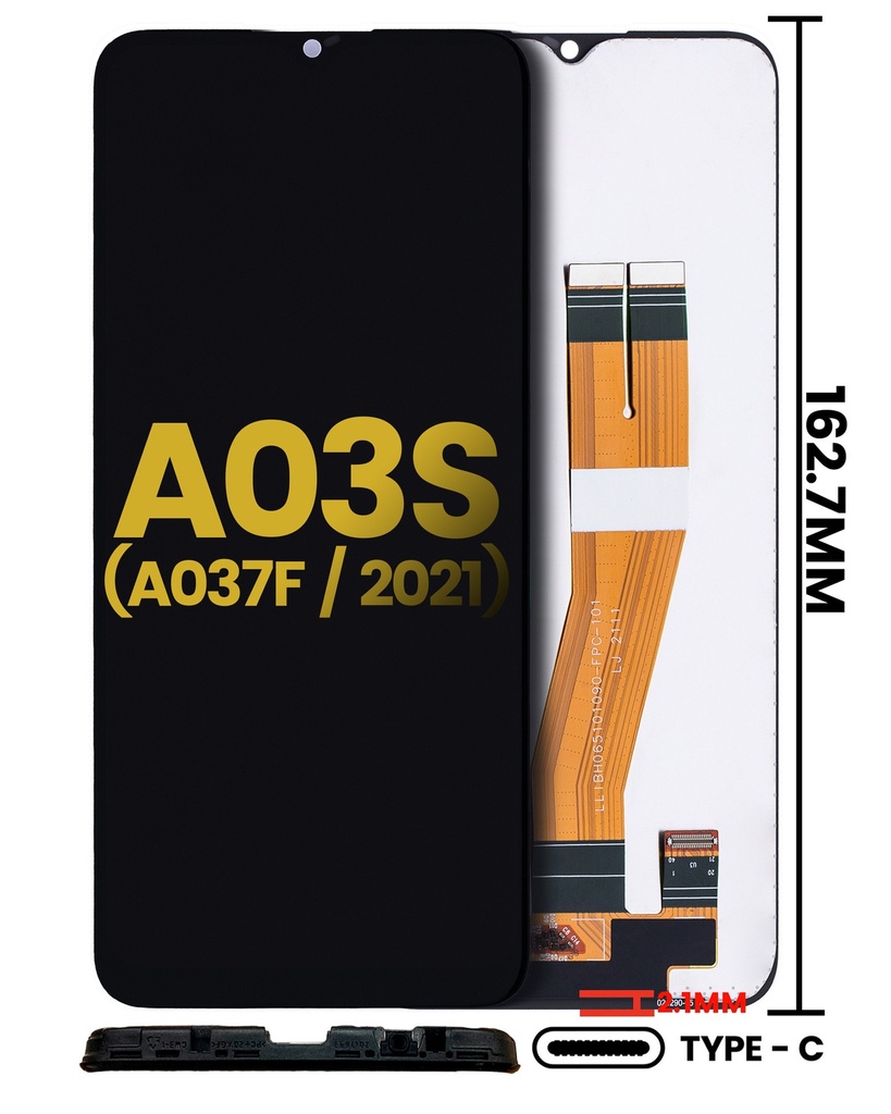 Bloc écran LCD sans chassis compatible pour Samsung Galaxy A03S (A037F) - Reconditionné