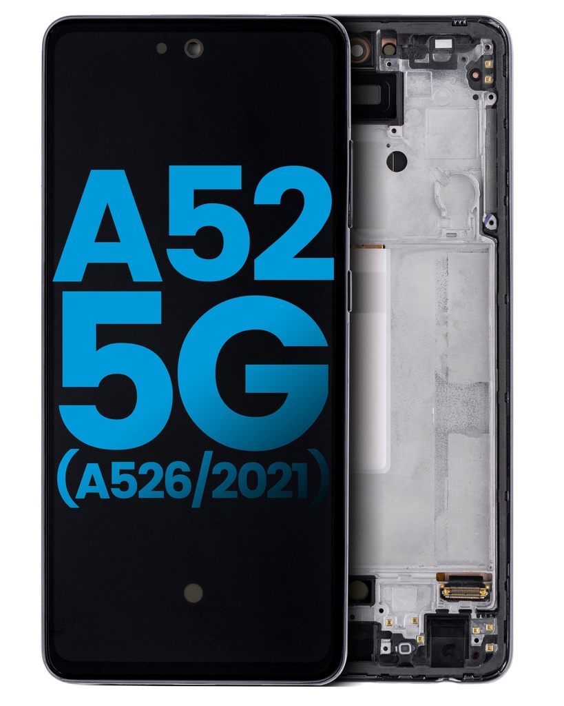 Bloc écran LCD avec châssis (Sans capteur d'empreinte) compatible Samsung A52 5G (A526 / 2021) / A52S (A528 / 2021) - AM Incell - Noir