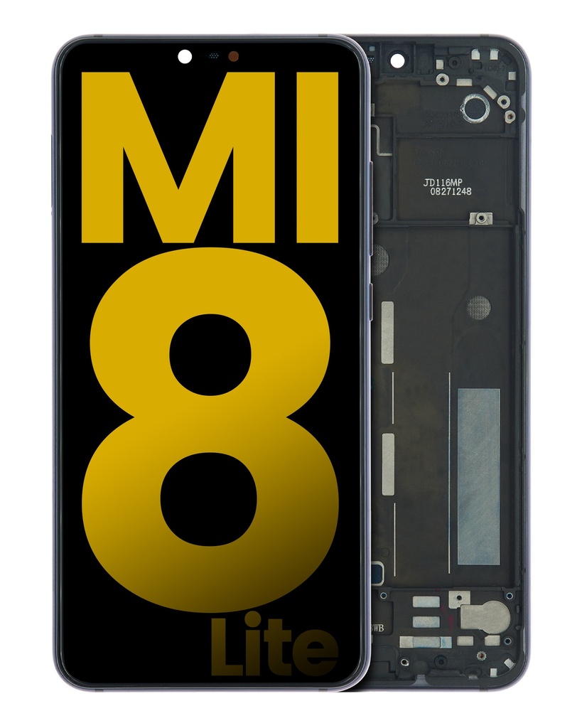 Bloc écran LCD avec châssis compatible Xiaomi Mi 8 Lite - Reconditionné - Noir