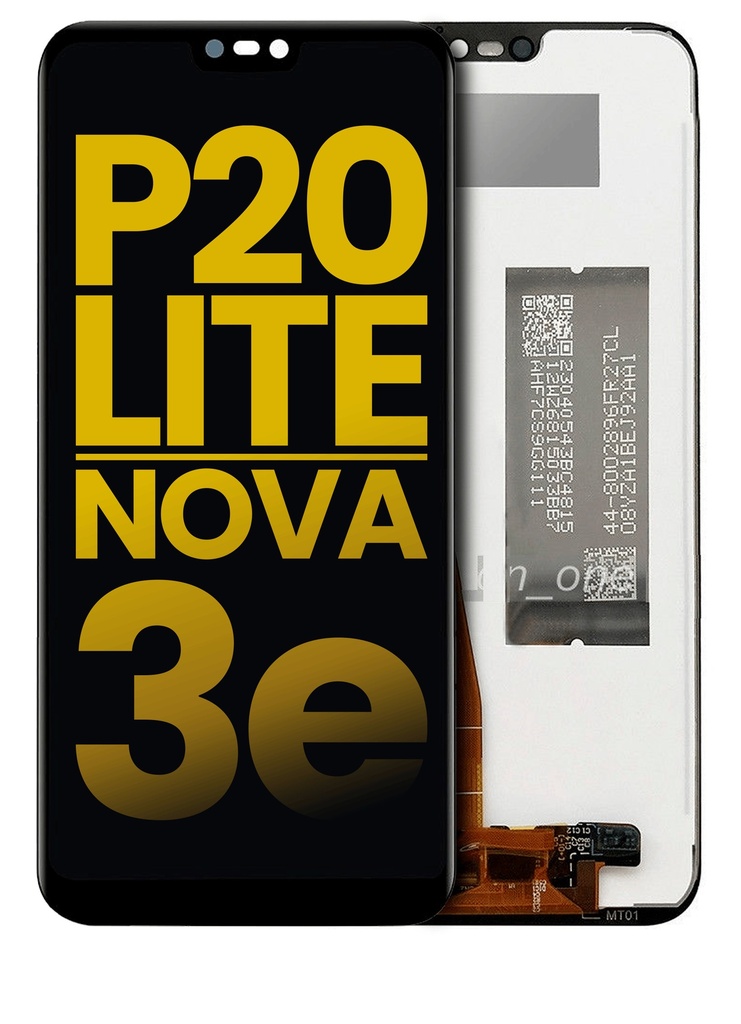Bloc écran LCD sans châssis compatible Huawei P20 Lite - Nova 3E - Reconditionné - Noir