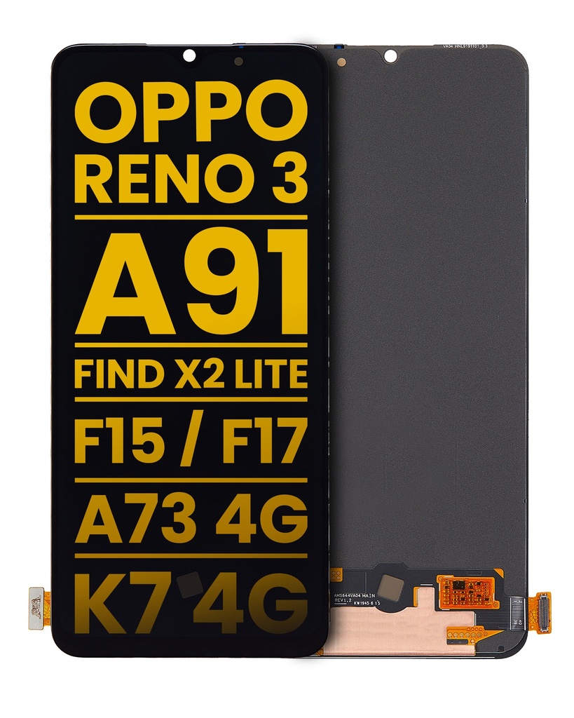 Bloc écran OLED sans châssis compatible Oppo Reno 3 - A91 - A73 4G - K7 - F15 - F17 - Find X2 Lite - Reconditionné - Toutes couleurs