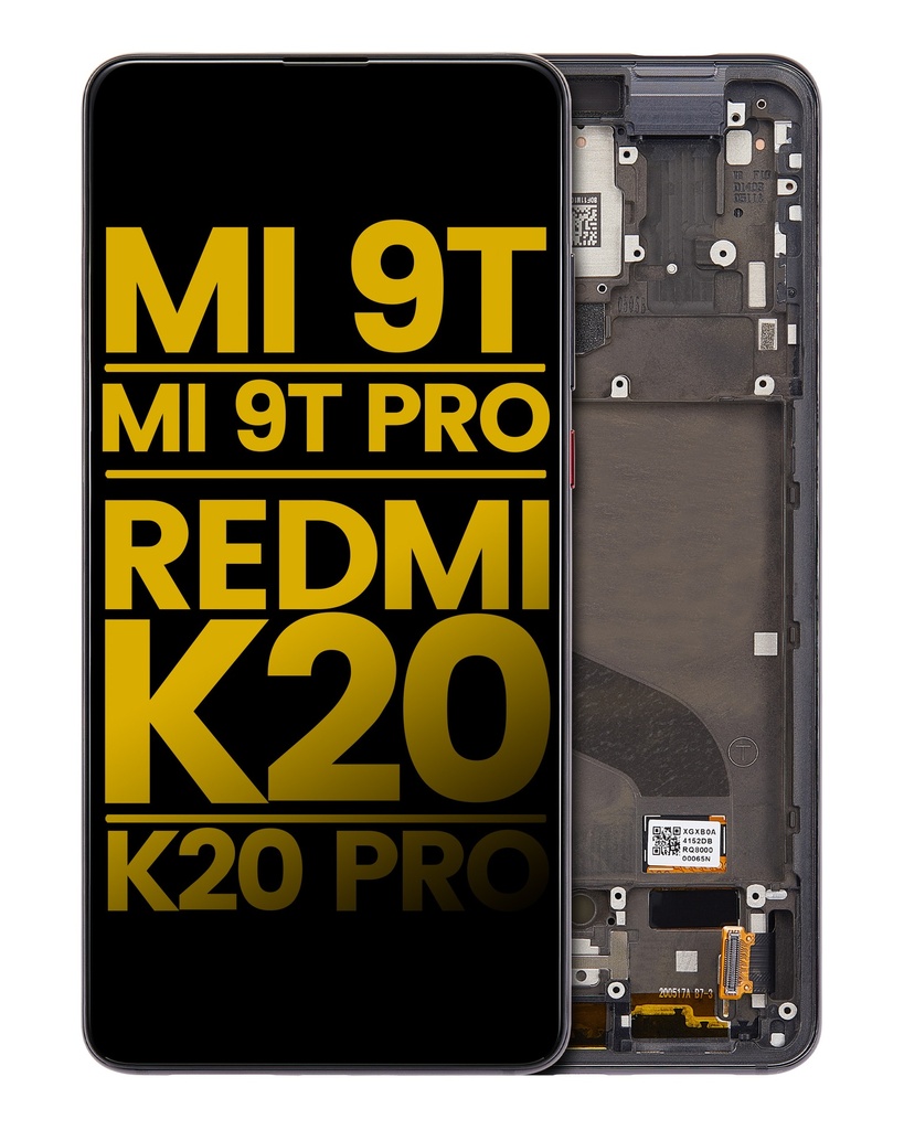 Bloc écran OLED avec châssis compatible Xiaomi Mi 9T - Mi 9T Pro - Redmi K20 - Redmi K20 Pro - Reconditionné - Noir Carbone