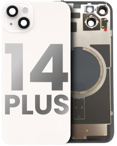 Vitre arrière avec plaque en métal avec MagSafe pré installé pour iPhone 14 Plus - Grade A - Starlight
