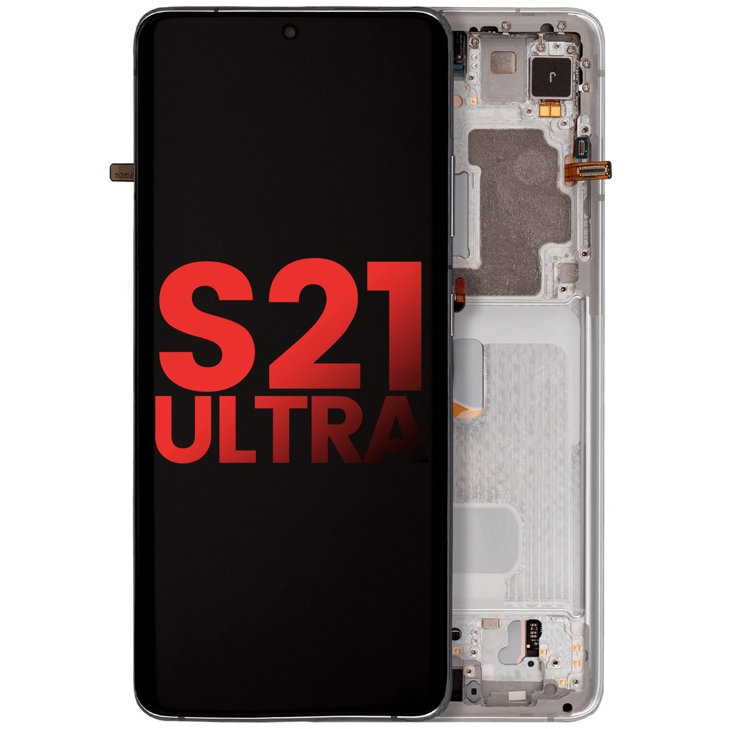 Bloc écran OLED avec châssis compatible pour SAMSUNG S21 Ultra 5G - Aftermarket Plus - Phantom Silver