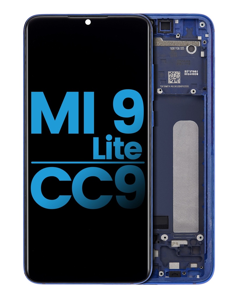 Bloc écran LCD avec châssis compatible Xiaomi Mi 9 Lite - CC9 - Aftermarket Incell - Bleu Aurora