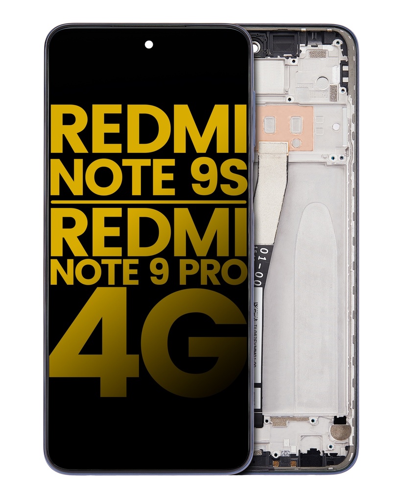 Bloc écran LCD avec châssis compatible Xiaomi Redmi Note 9S - Redmi Note 9 Pro 4G - Reconditionné - Gris interstellaire