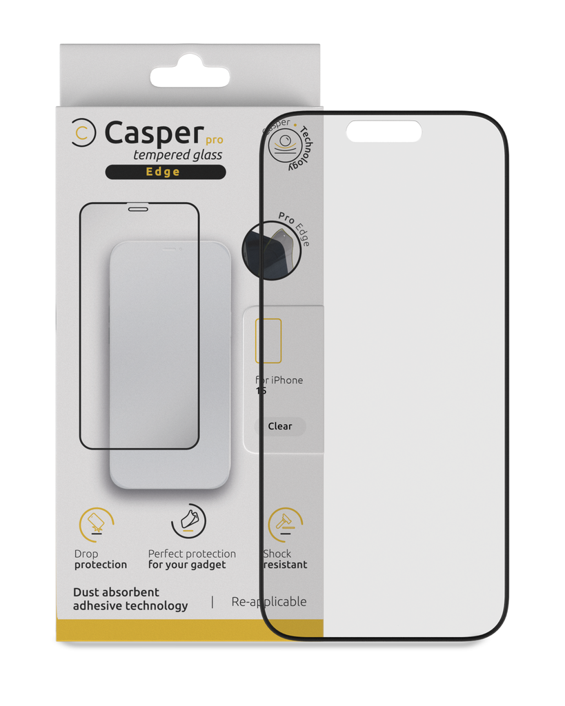Verre trempé Clair compatible iPhone 15 Apple - Casper Pro Edge